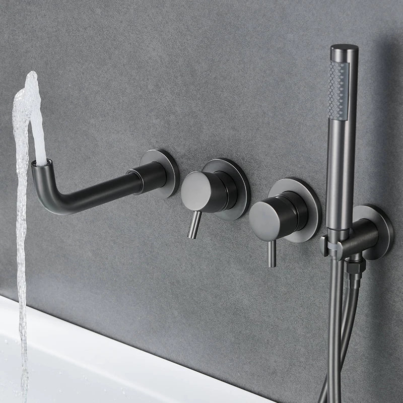 Farrete Concealed Wall-Mounted Bathtub Faucet Gun Grey All-Copper