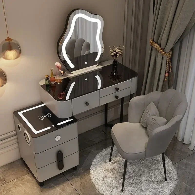 Nordic Glass Luxury Dressing Table Smart Wireless Charging