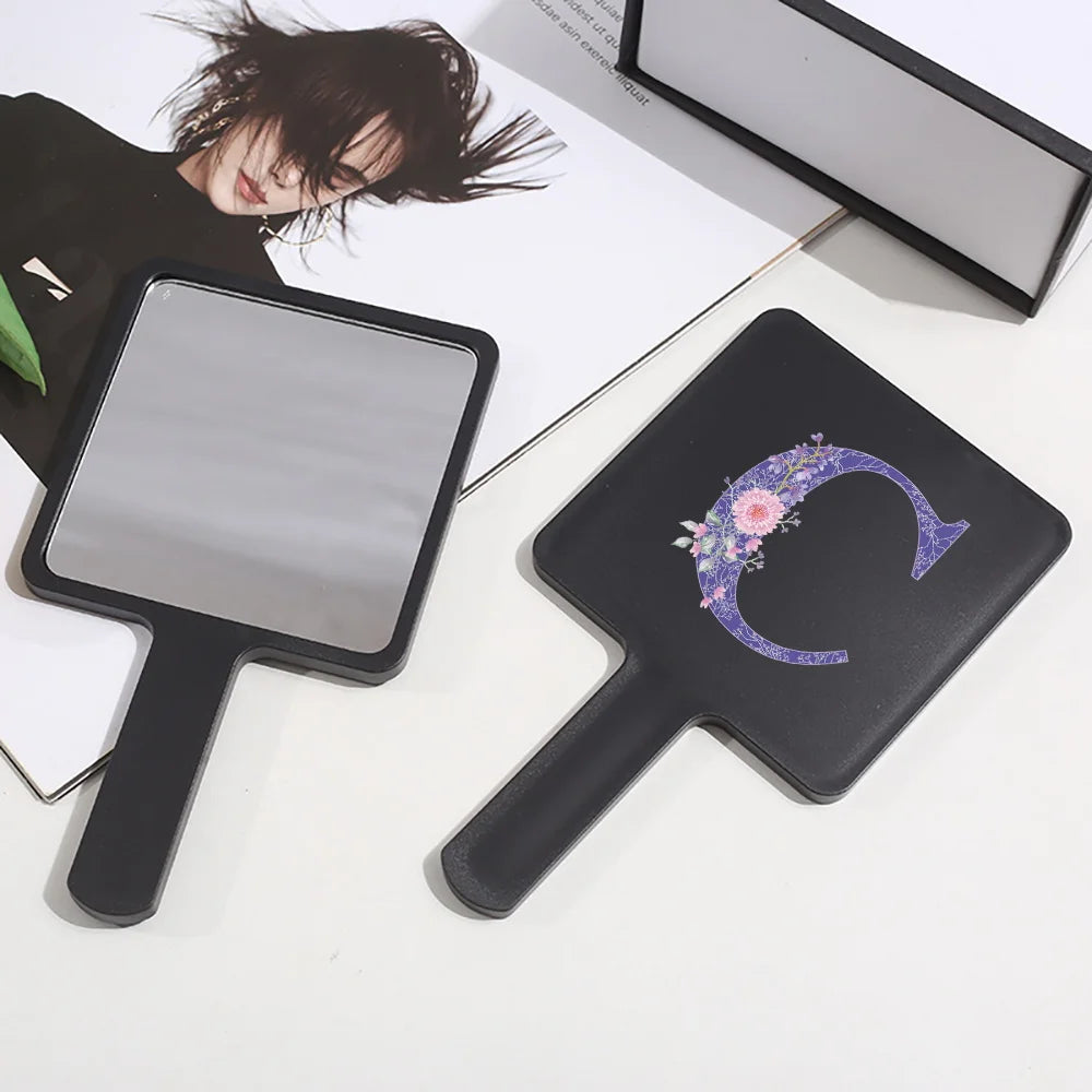 Fashion Universal Square Handheld Makeup Mirror Handle Vanity