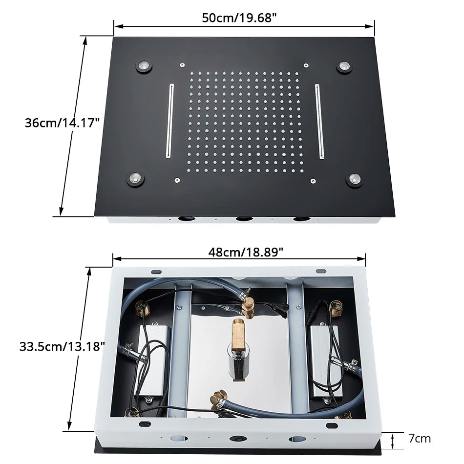 Luxury Brushed Nickel/Chrome/Black Led 16inch Rainfall Shower