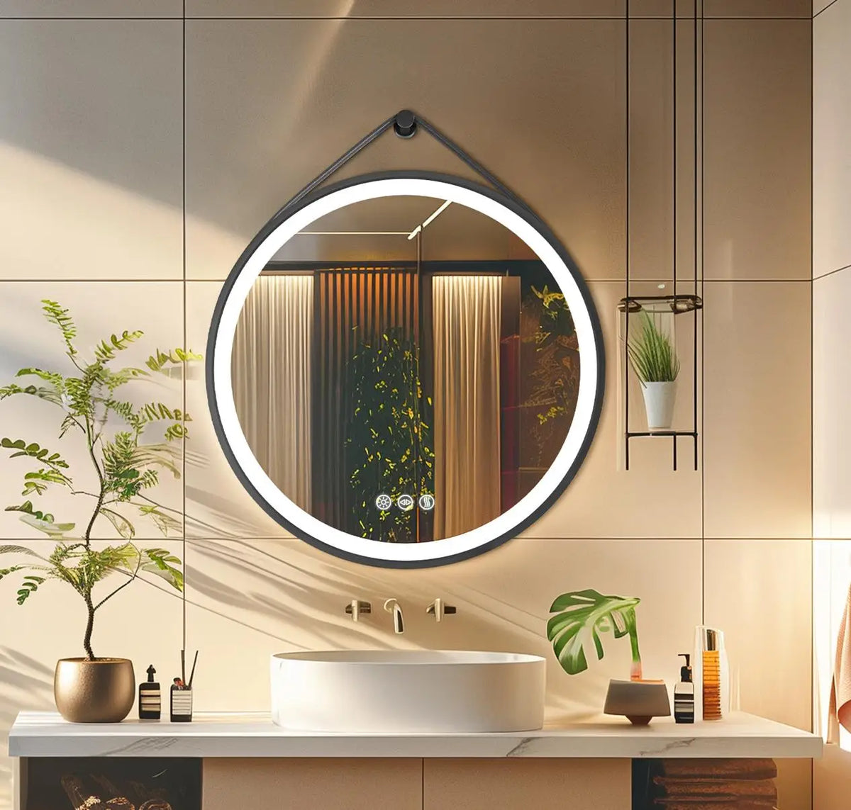 60/70/80cm Round Led Bathroom Mirror Wall Hanging Frontlit