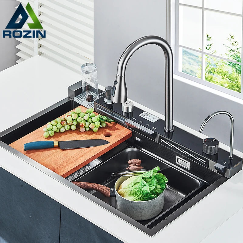 Stainless Steel Sink Faucet 75 45cm Large Bowl