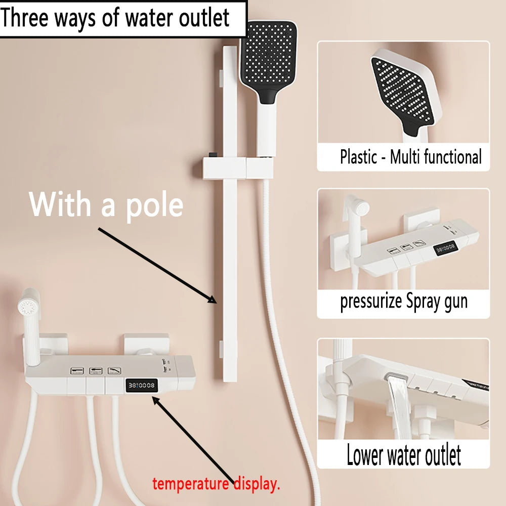 Wall Mounted Bathtub Faucet Multi-Functional Brass Body Height
