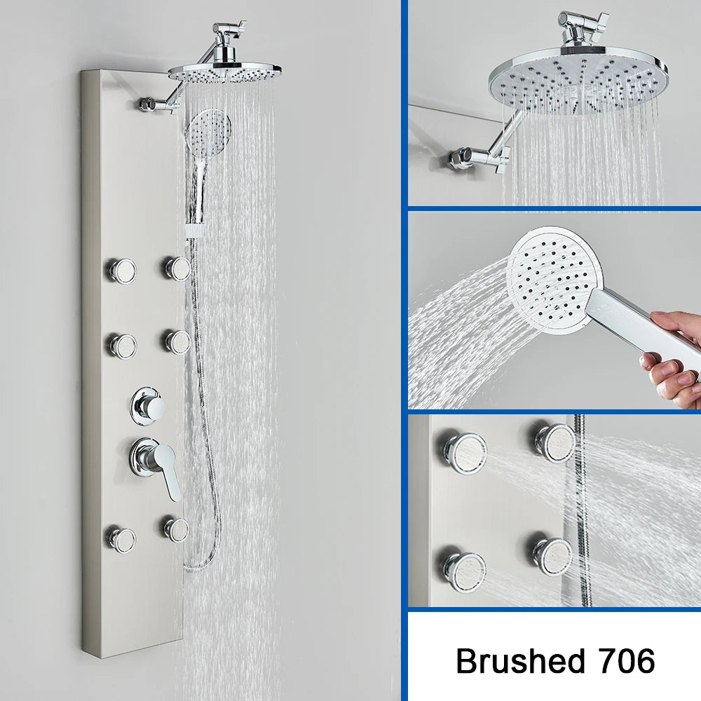 Black Shower Panel Column Big Screen Blue Light