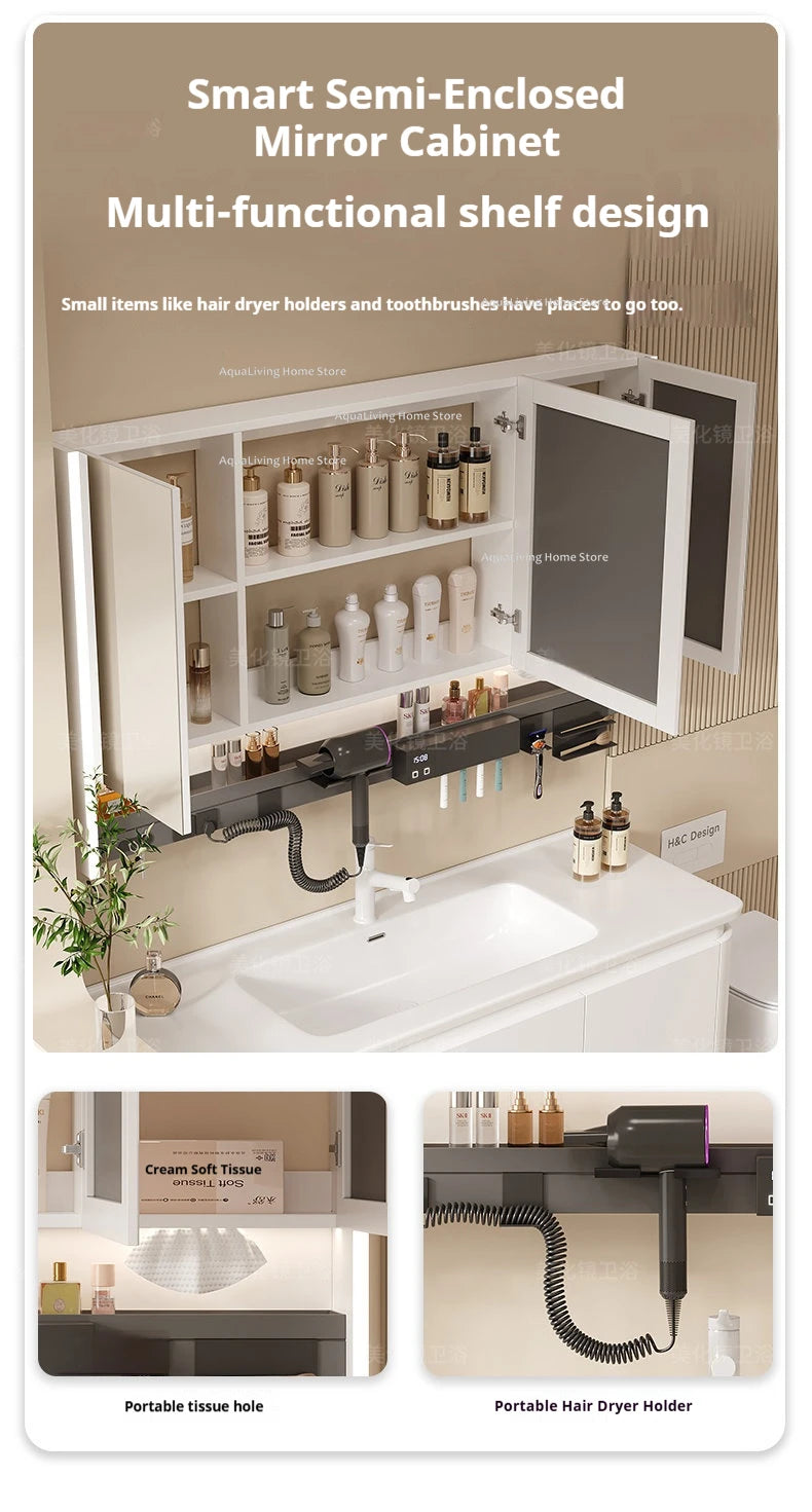 Modern Smart Bathroom Mirror Cabinet Wall-Mounted Vanity Mirror