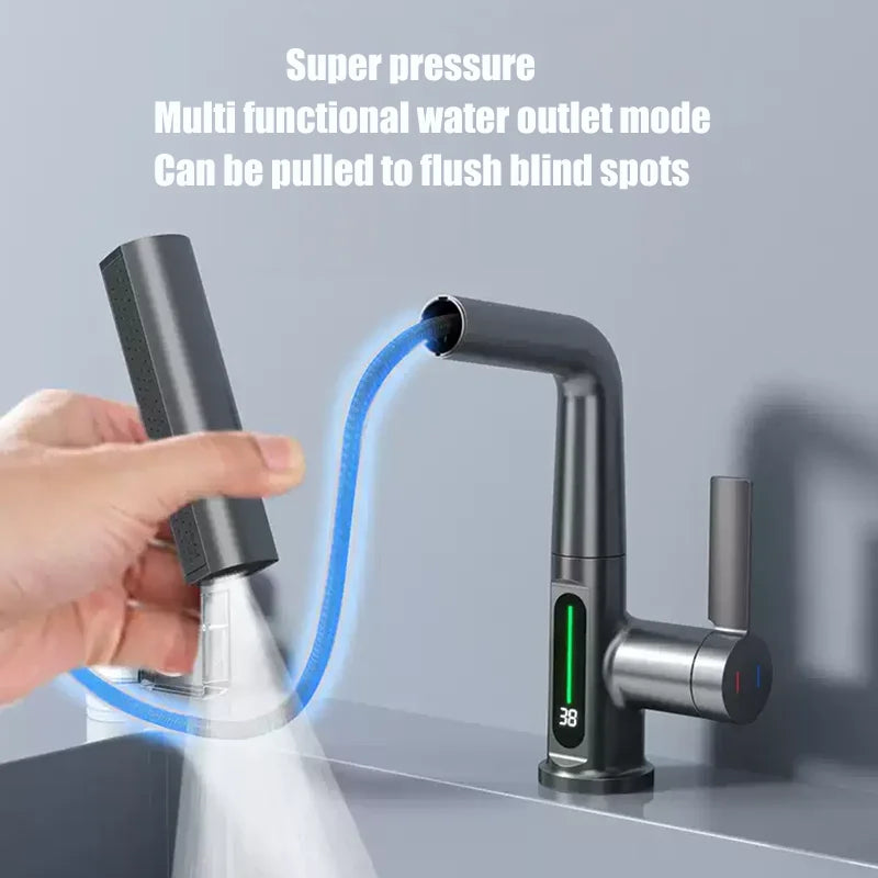 Lcd Bathroom Basin Faucet Digital Display Basin Tap