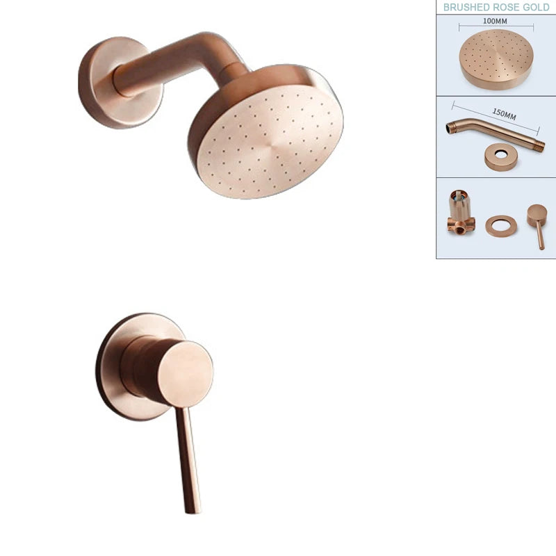 Shower Faucet System Stainless Steel Head Shower Wall