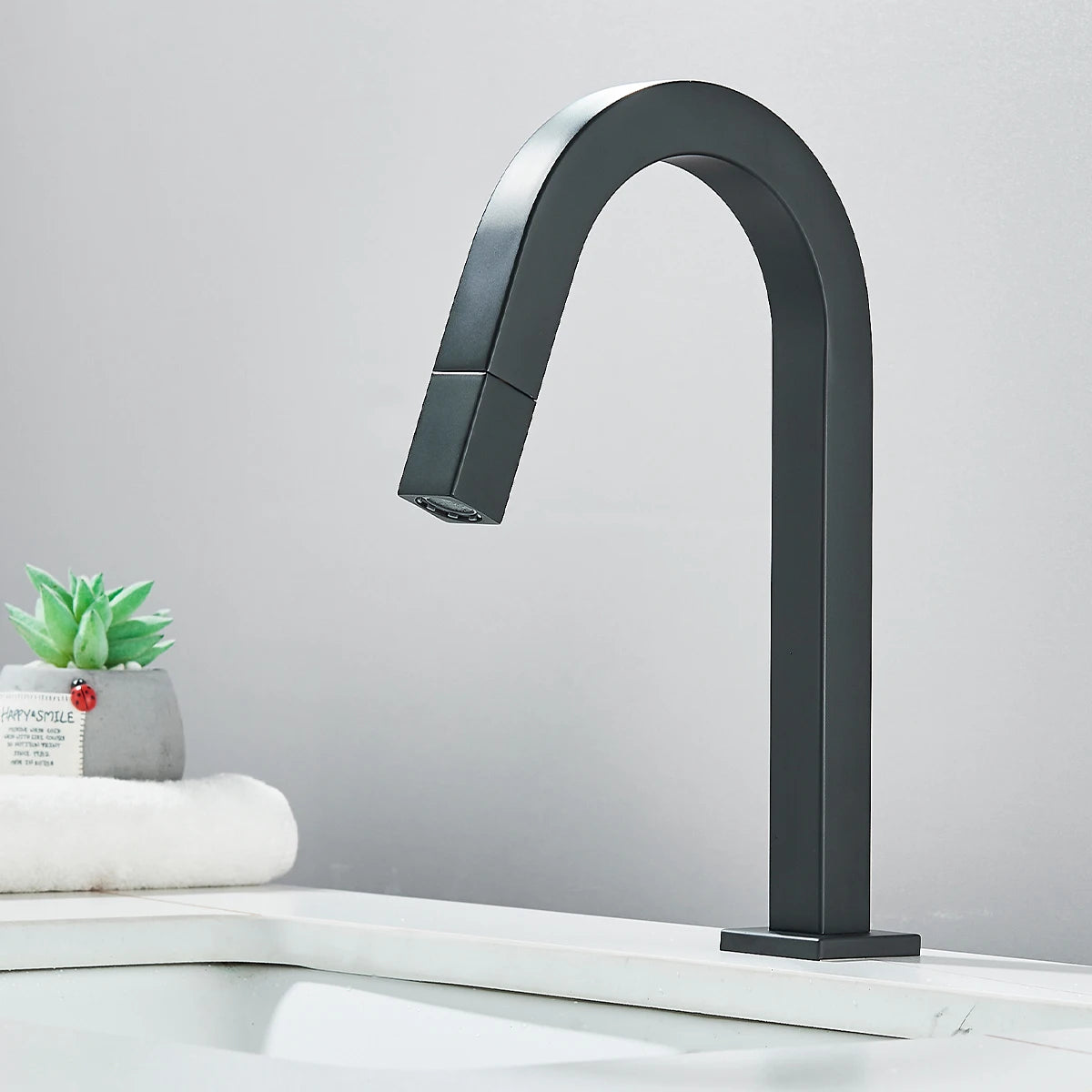 Fmhjfisd Basin Sink Faucet Black/Chrome Deck Mount Cold