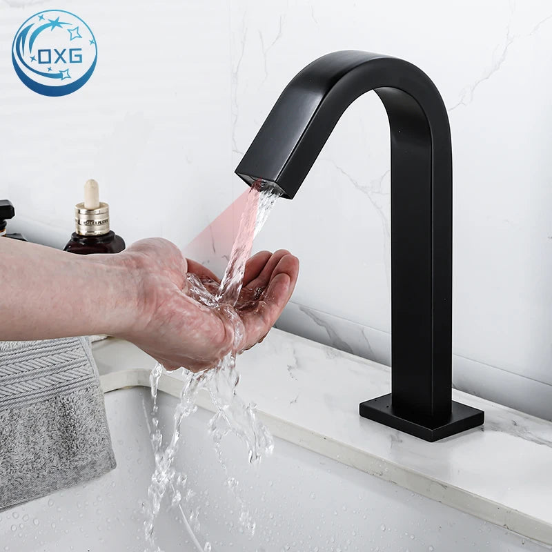 Oxg Black/Chrome Smart Sensor Basin Faucet Automatic Sensor