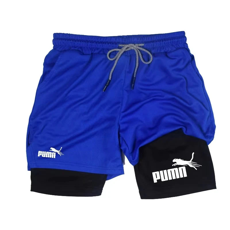 Men Summer Breathable 2-In-1 Double-Layer Compression Shorts