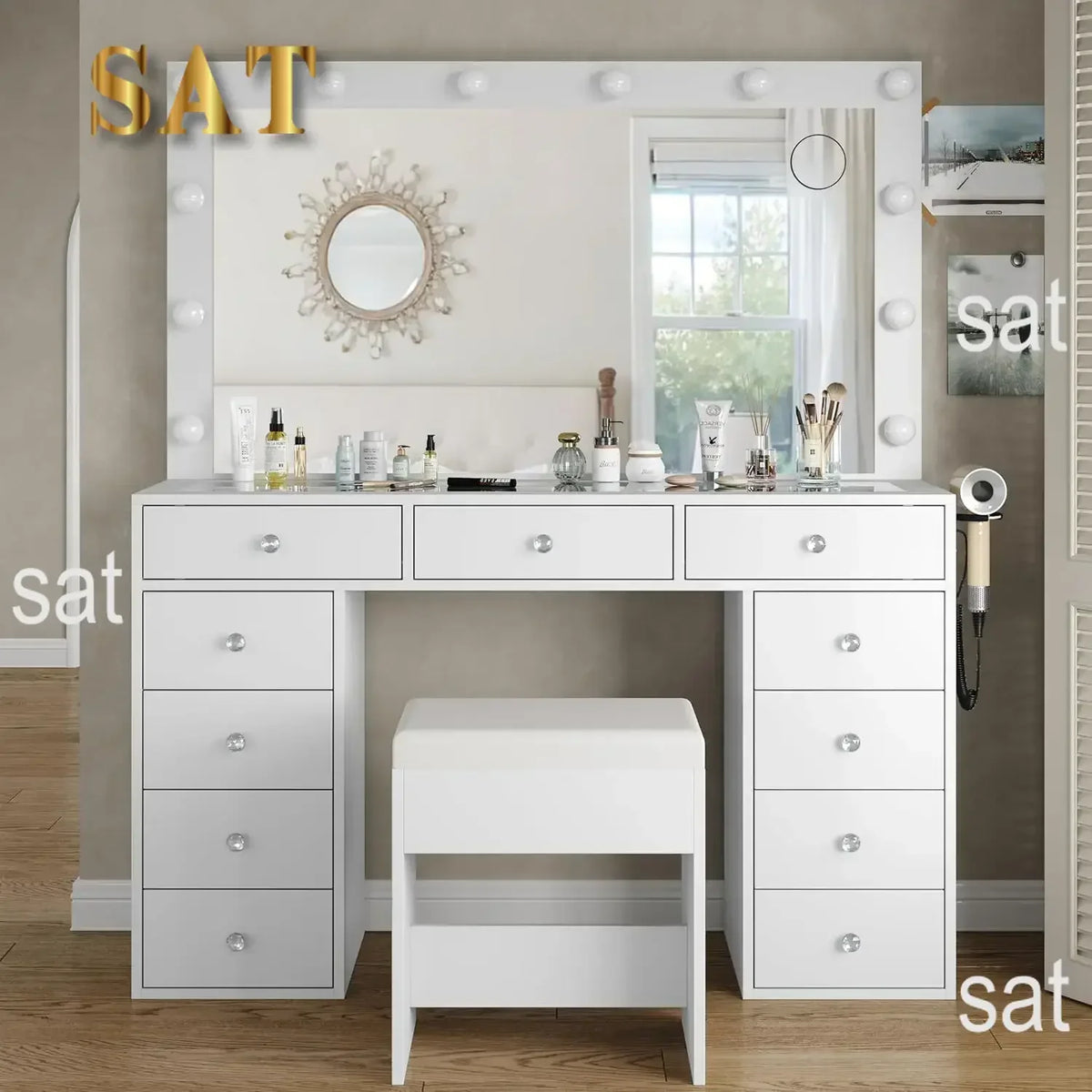 Vanity Desk & Power Outl Makeup Vanity Mirror