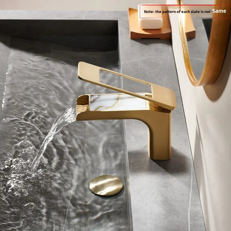 High-Quality Grey Basin Faucet Brass Construction Bathroom Sink