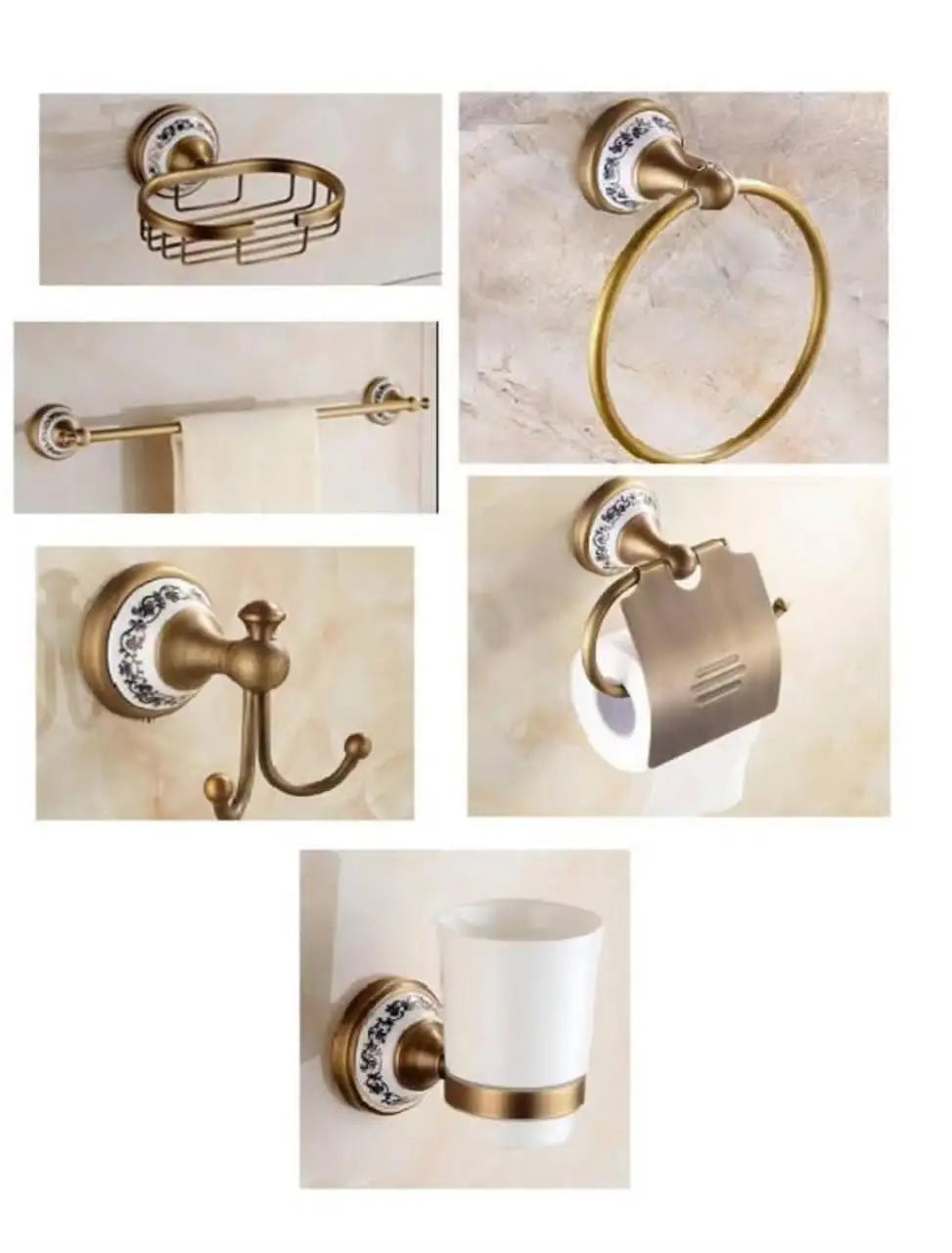 Kemaidi Antique Brass Bathroom Paper Holder Toilet Brush