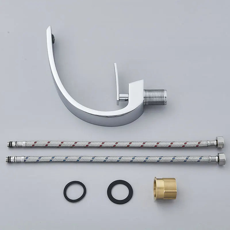 Black Chrome Bathroom Basin Faucet Deck Mount Cold