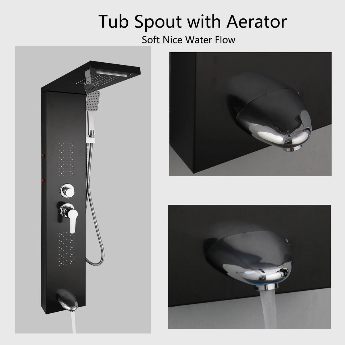 Kemaidi Shower Panel Bathroom Shower Tower W/ Led
