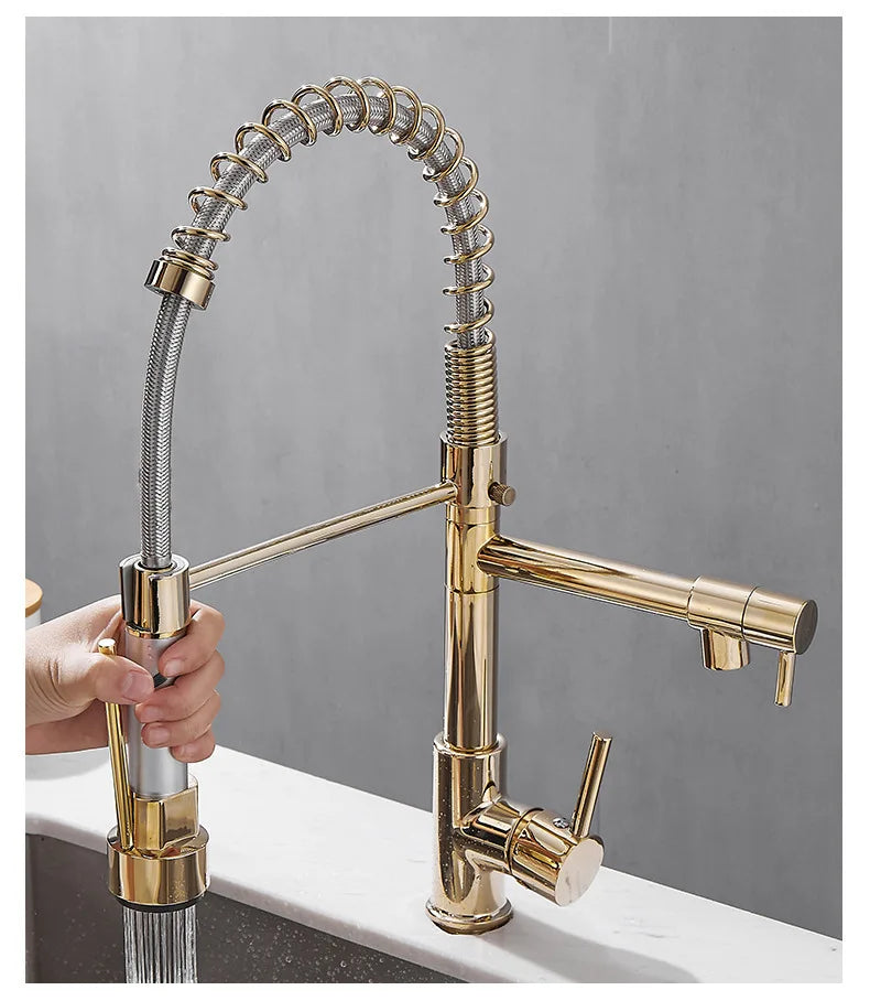 Gold Stainless Steel Faucet Cold Water Mixers Hole