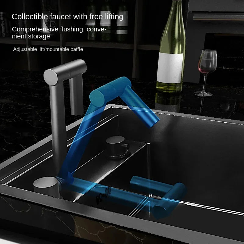 55cmx32cm 304 Nano Stainless Steel Hidden Sink Folding