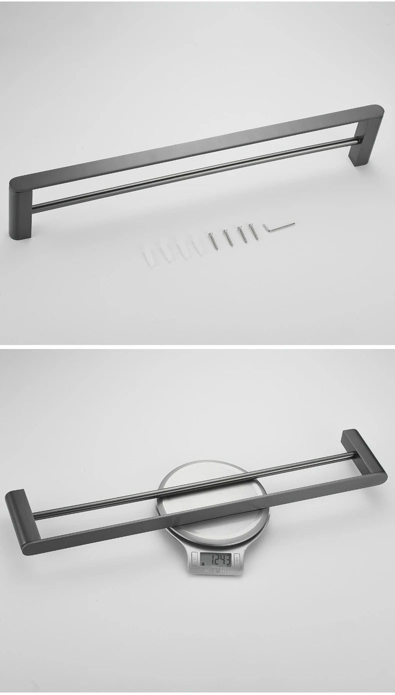 Gunmetal Grey Full Brass Bathroom Storage Towel Rack