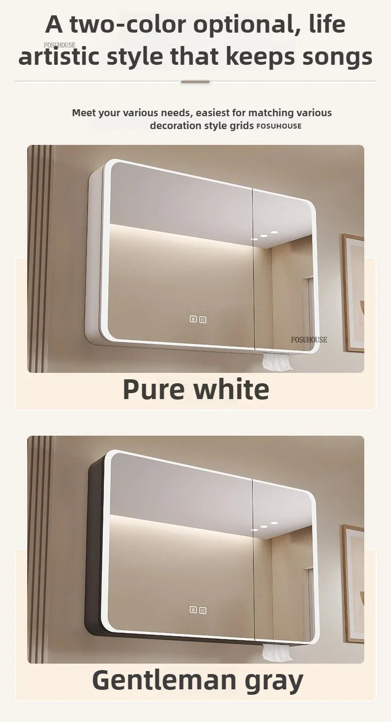 Arc-Shaped Smart Bathroom Mirror Cabinet Wall-Mounted Bathroom