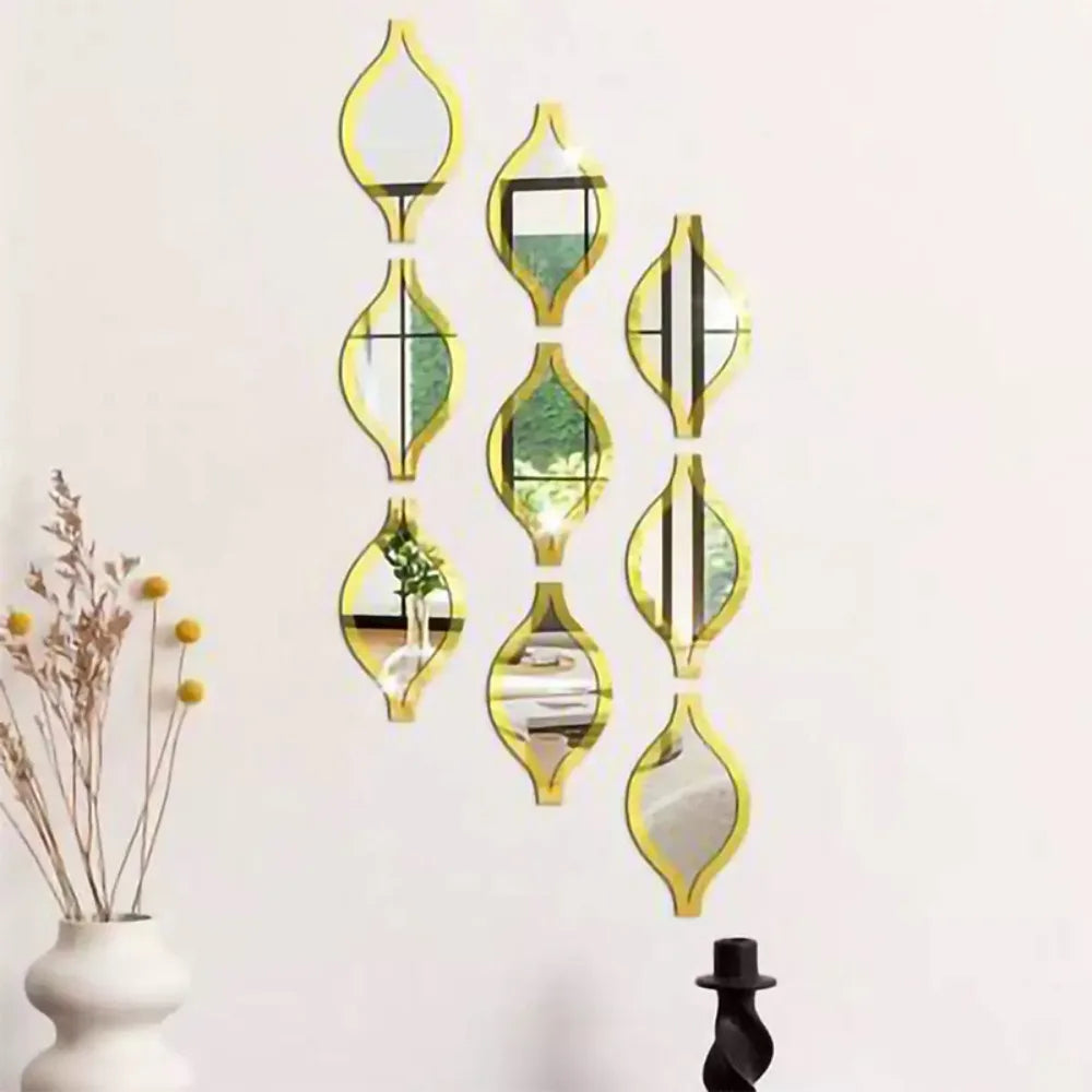 6/12pcs Gold Teardrop Wall Mirror Combinationartisticdecorative