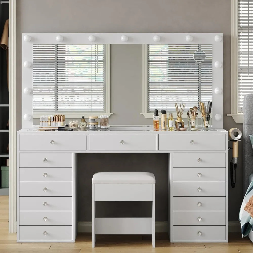 55 Makeup Vanity Desk Lighted Mirror Charging Station