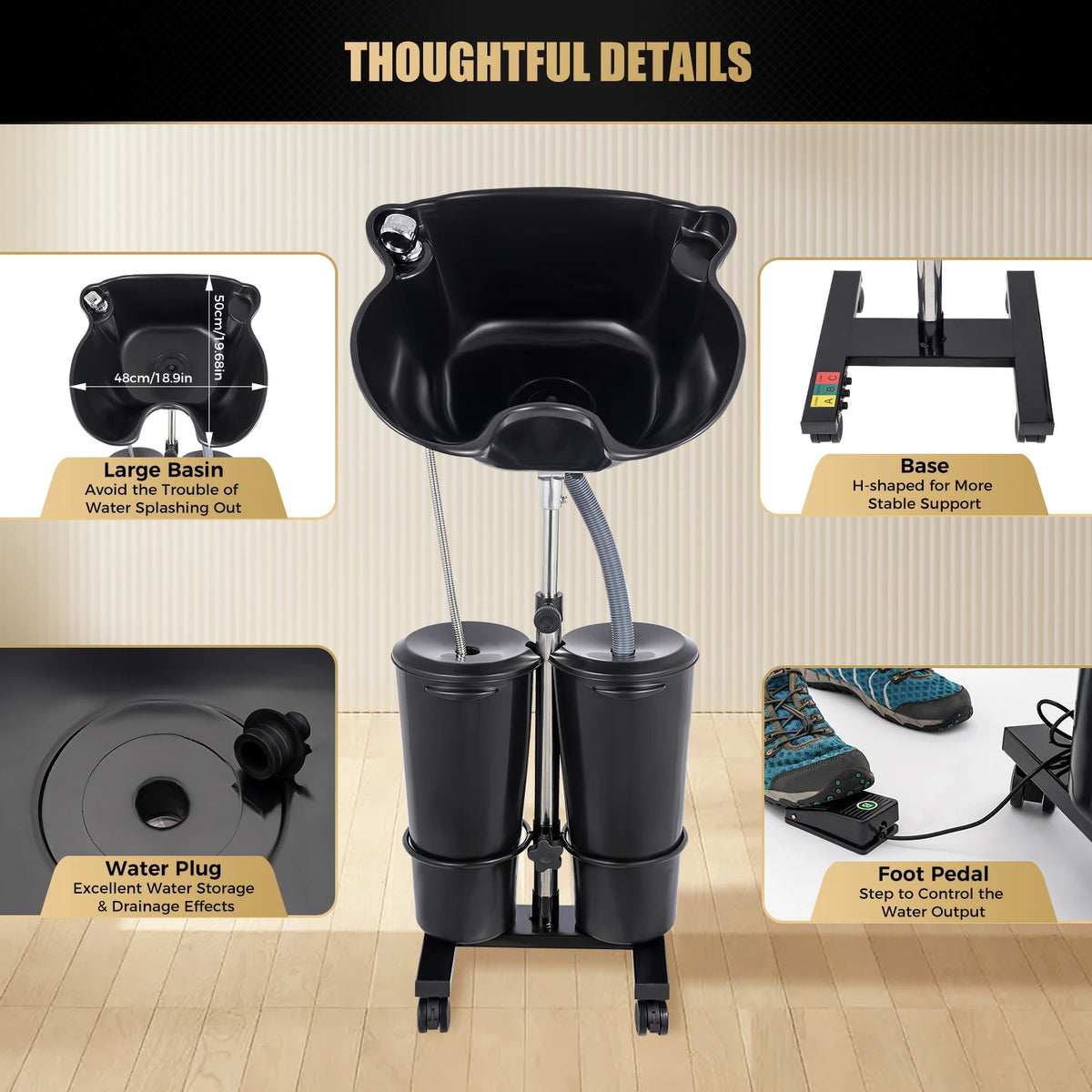 Shampoo Bowl Electric Pump & Dual-Bucket Hair Washing