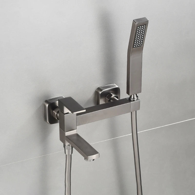 Chrome Black Bath Shower Faucet Wall Mounted Bathtub