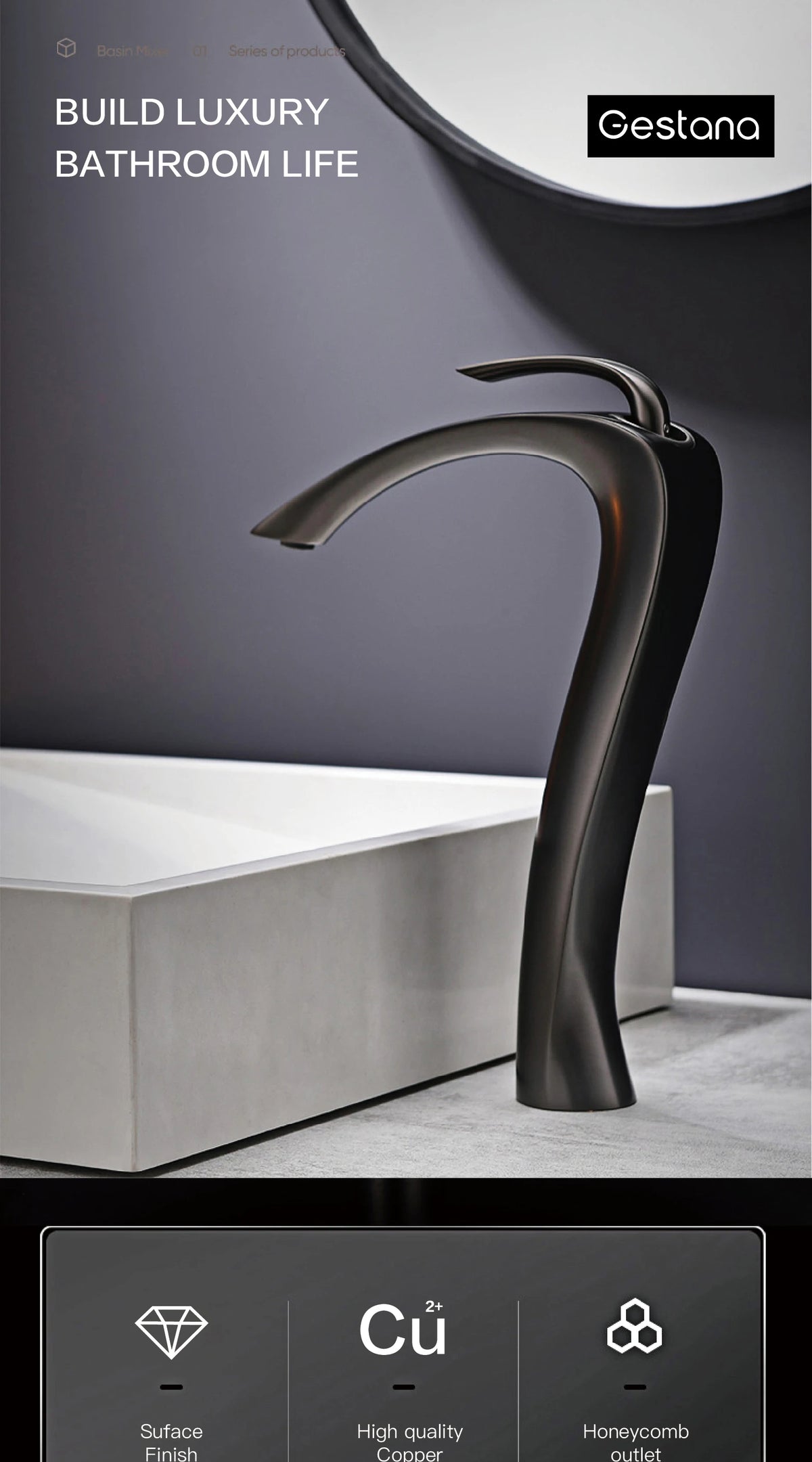 Chrome Luxury Brass Bathroom Vanity Faucet Modern Deck
