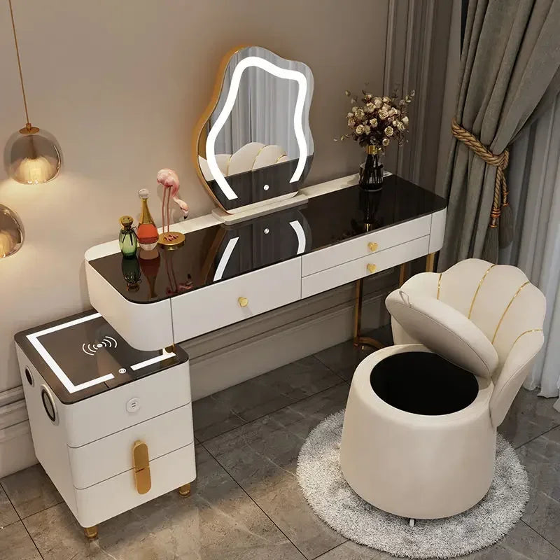 Nordic Glass Luxury Dressing Table Smart Wireless Charging