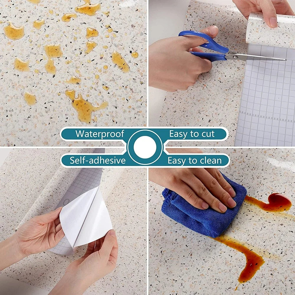 Renovation Marble Gravel Wallpapers Self-Adhesive Vinyl Bathroom