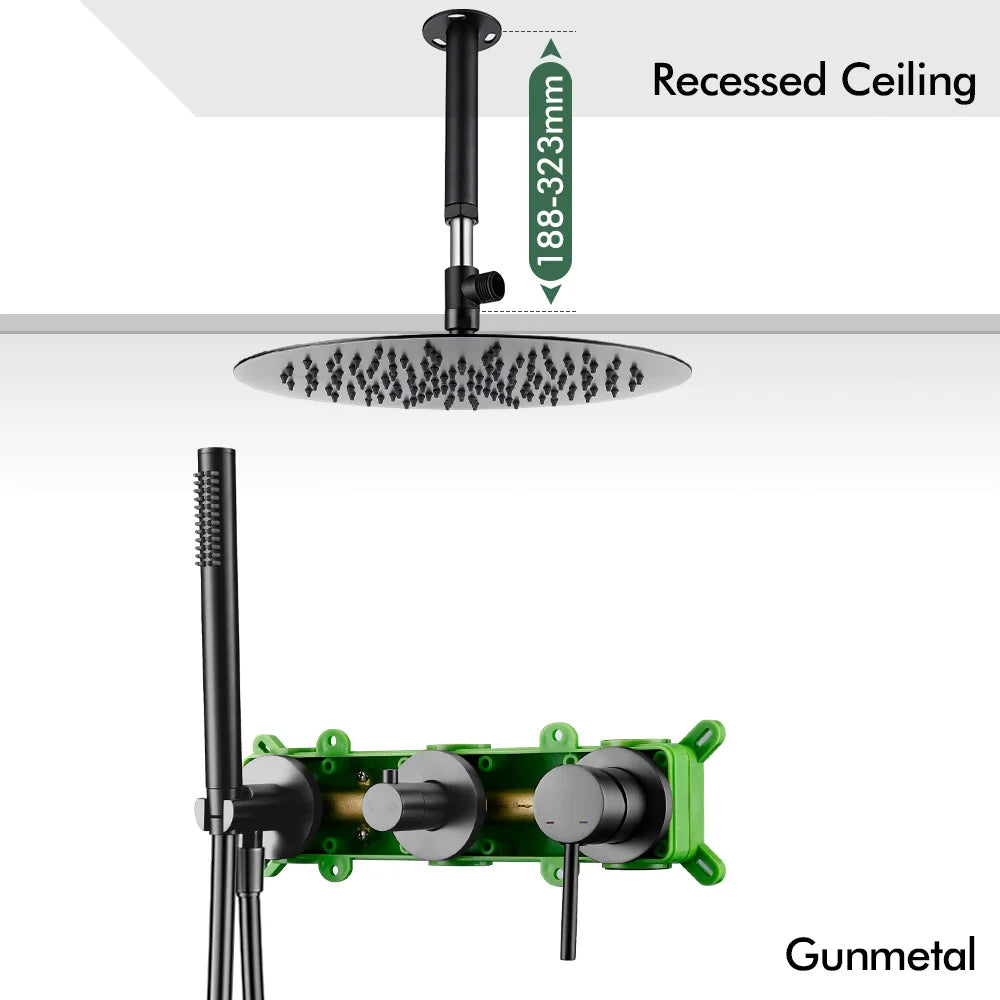 Gunmetal Shower Faucet 8-16 Embed Box Wall Mounted