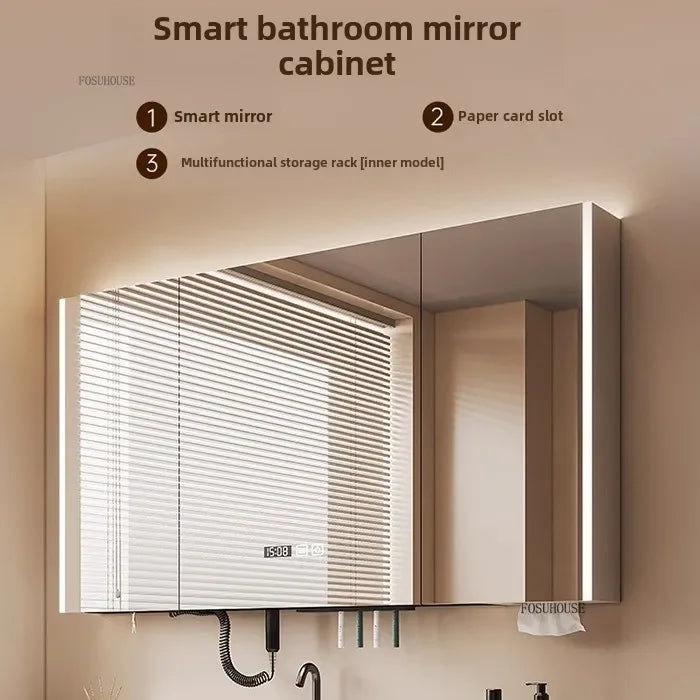 Smart Bathroom Mirror Storage Cabinet Light Bathroom Mirror
