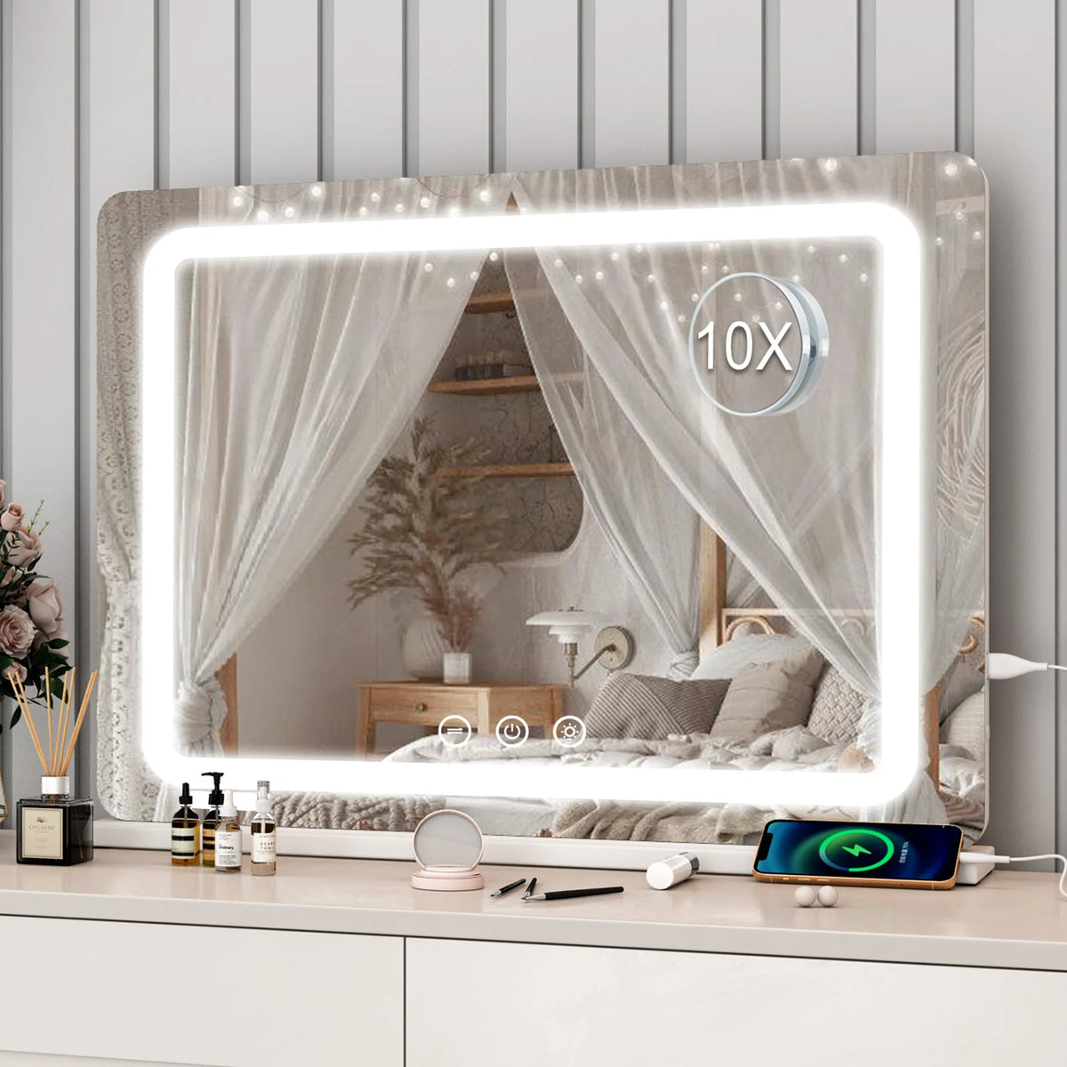 Led Bathroom Mirror 80x55cm Wall Mounted Touch Control