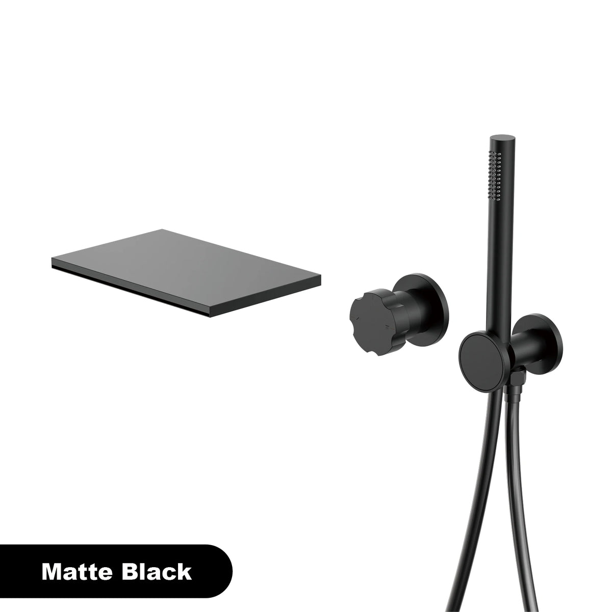 Minimalist Design Gun Grey Brass Wall-Mounted Concealed Bathtub