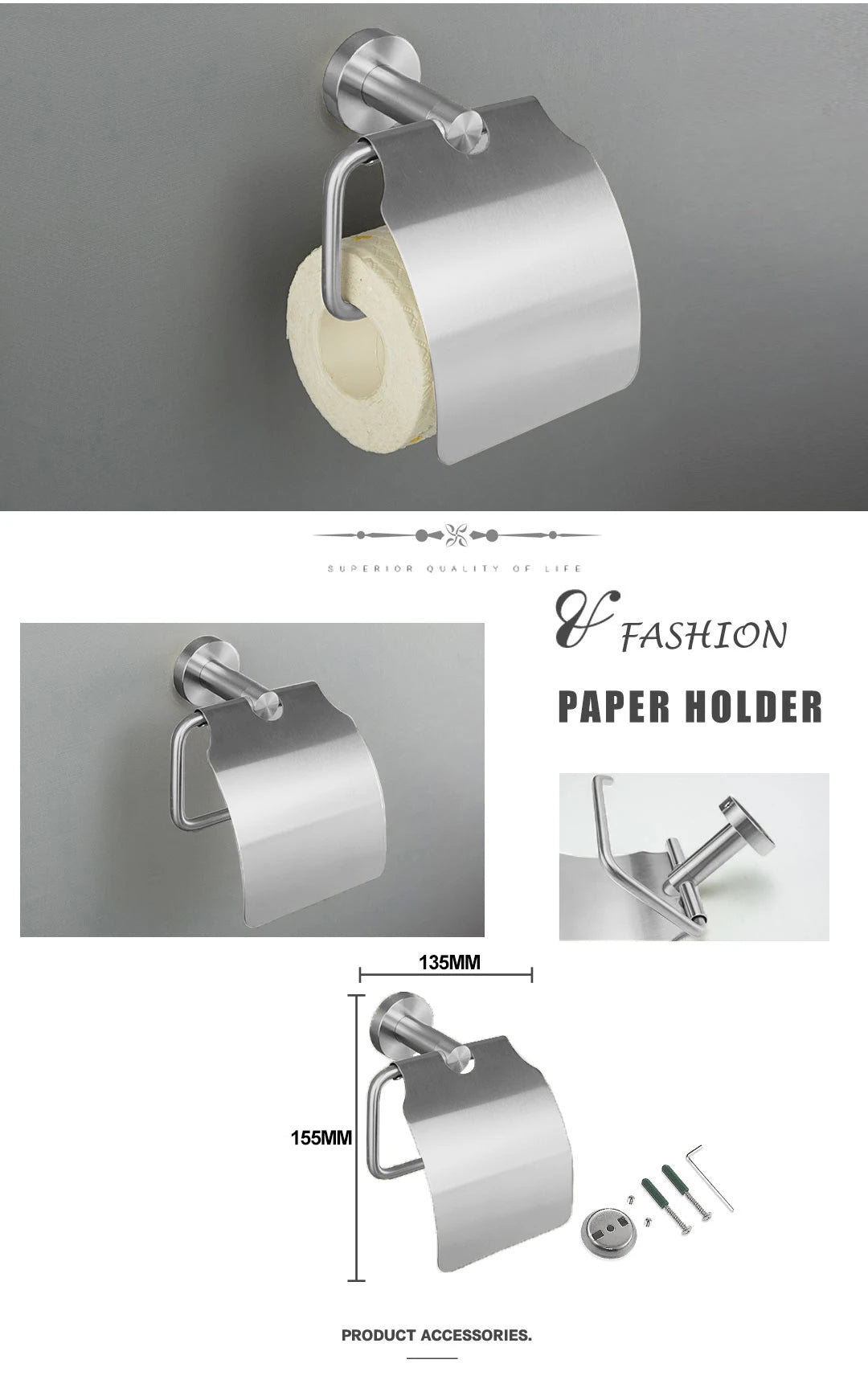 Brushed Nickel Bathroom Towel Bar Bath Robe Hook