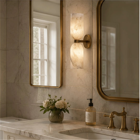Brass Marble Wall Light Alabaster Wall Sconce Led