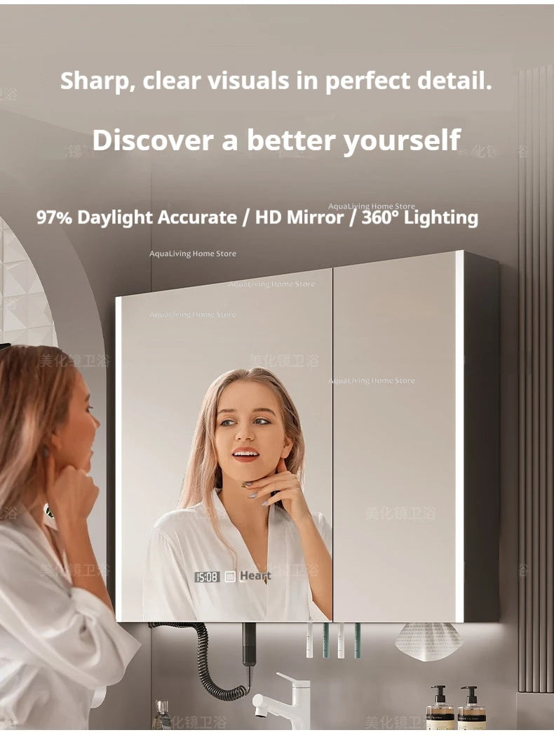 Modern Smart Bathroom Mirror Cabinet Wall-Mounted Vanity Mirror