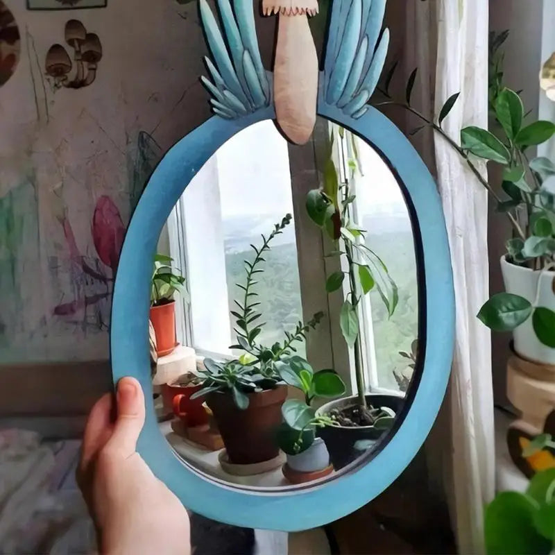 Decorative Wall Mirror Wooden Mushroom Forest Mirror Retro