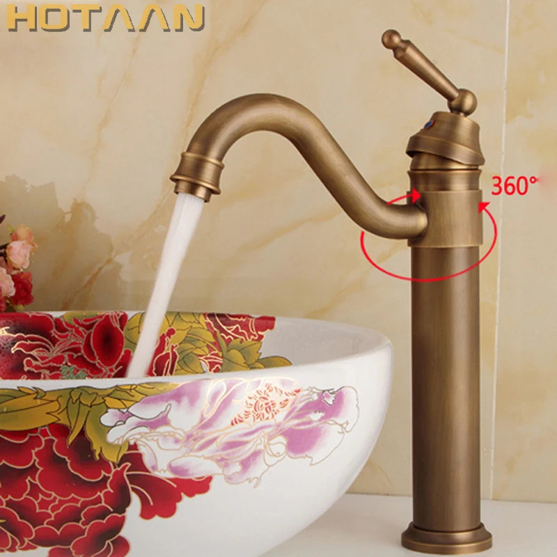 Antique Bronze Finishing Output Bathroom Sink Faucet Tap
