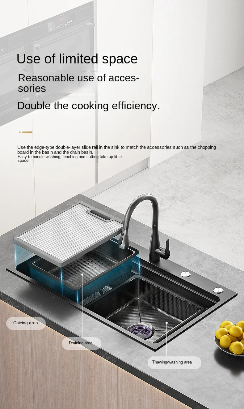 304 Stainless Steel Sink Black Large Slot Wash