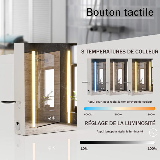 3-Color Mode Dimmer Led Bathroom Mirror Cabinet Wall
