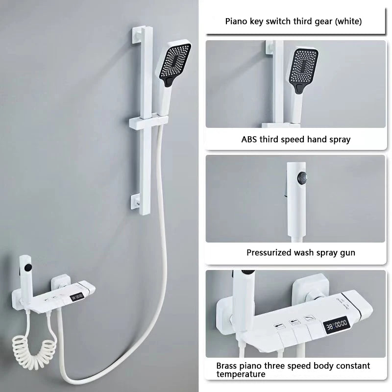 Design Gun Grey Bathroom Shower System Piano Keys