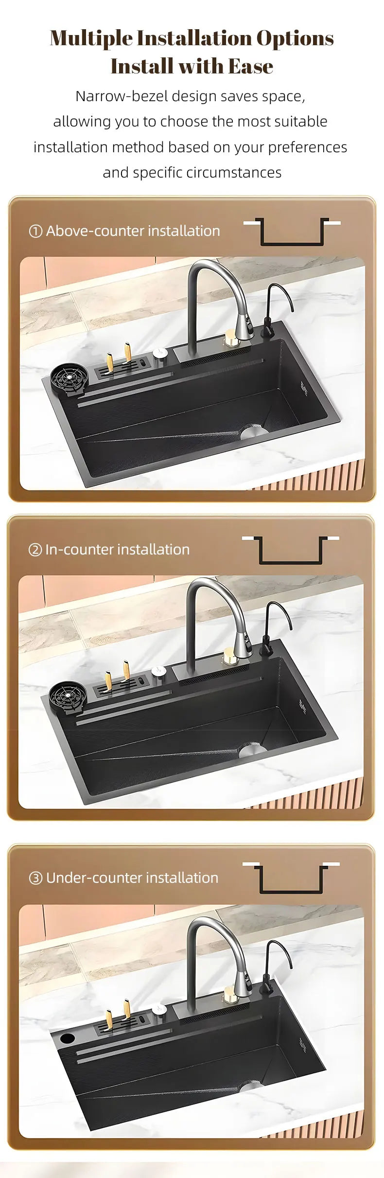 Double Waterfall Mode Large Capacity Sink Double-Track