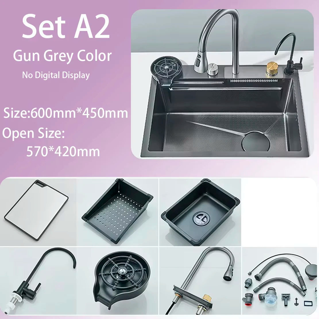 304 Stainless Steel Waterfall Sink Large Slot Integrated