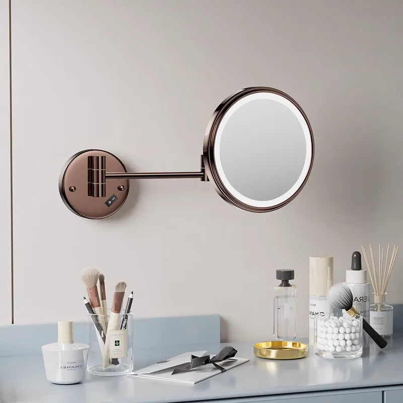 Rechargeable Led Folding Bathroom Makeup Mirror Wall Mounted