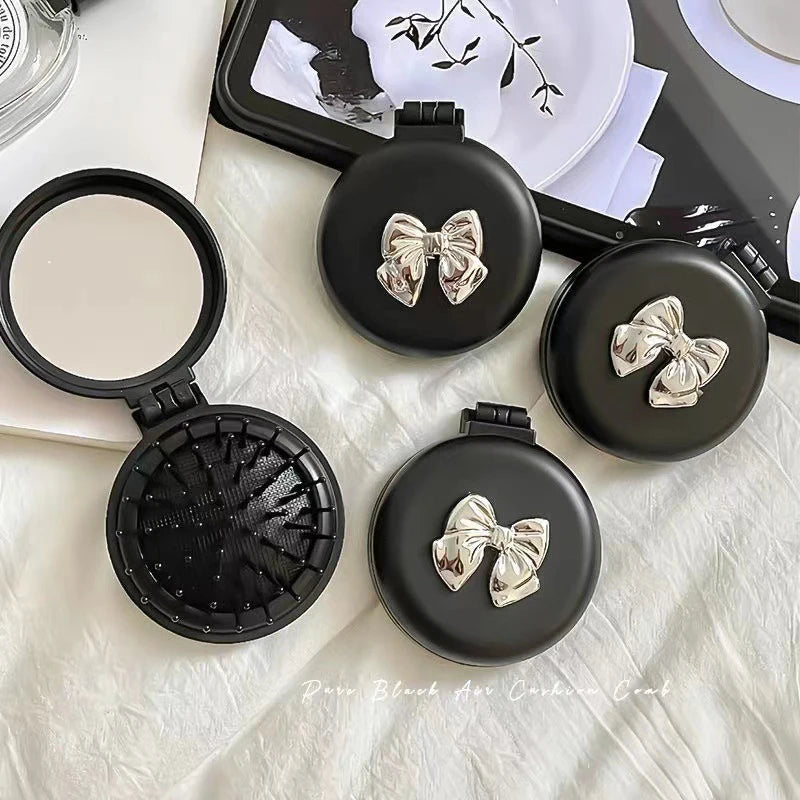 Travel Cute Folding Massage Comb Makeup Mirror Plastic