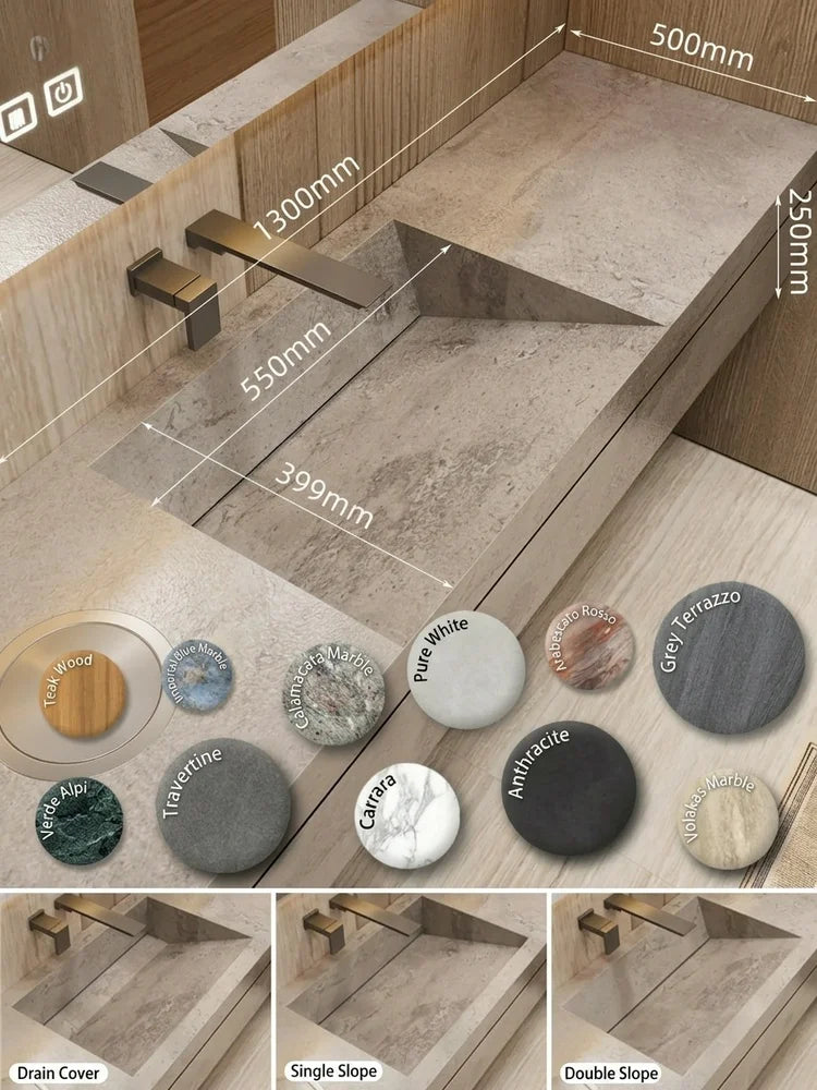 Any Size Custom Marble Seamless Stone Vanity Customizable