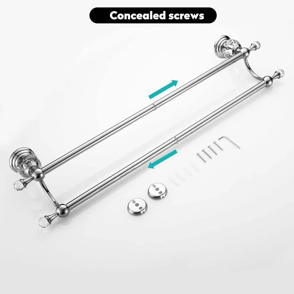 Luxury Crystal Gold Bathroom Hardware Wall Mounted Retractable