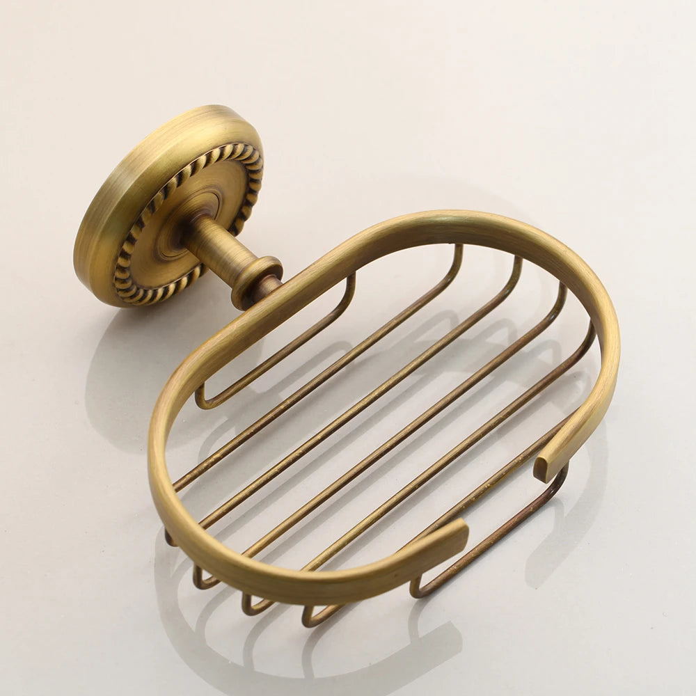 Kemaidi Antique Brass Bathroom Paper Holder Toilet Brush