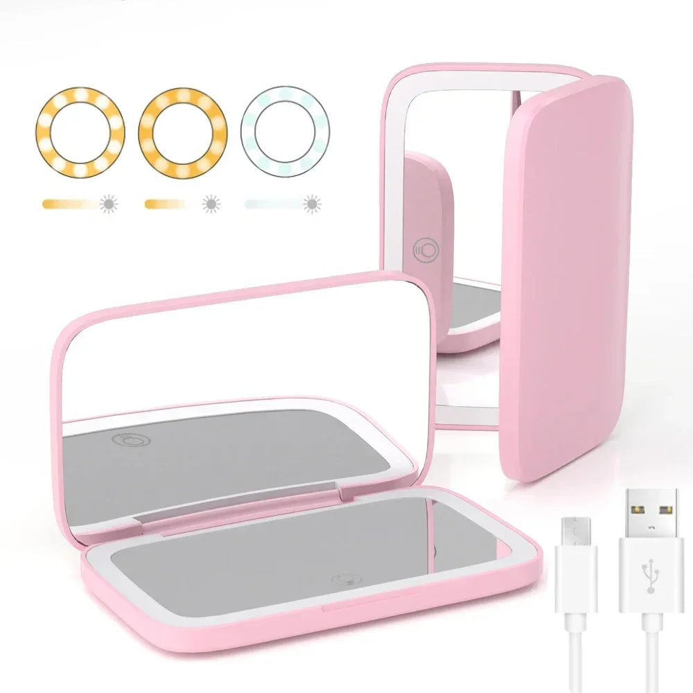 Rechargeable Square Makeup Mirror Led Lights 1x/5x Magnification